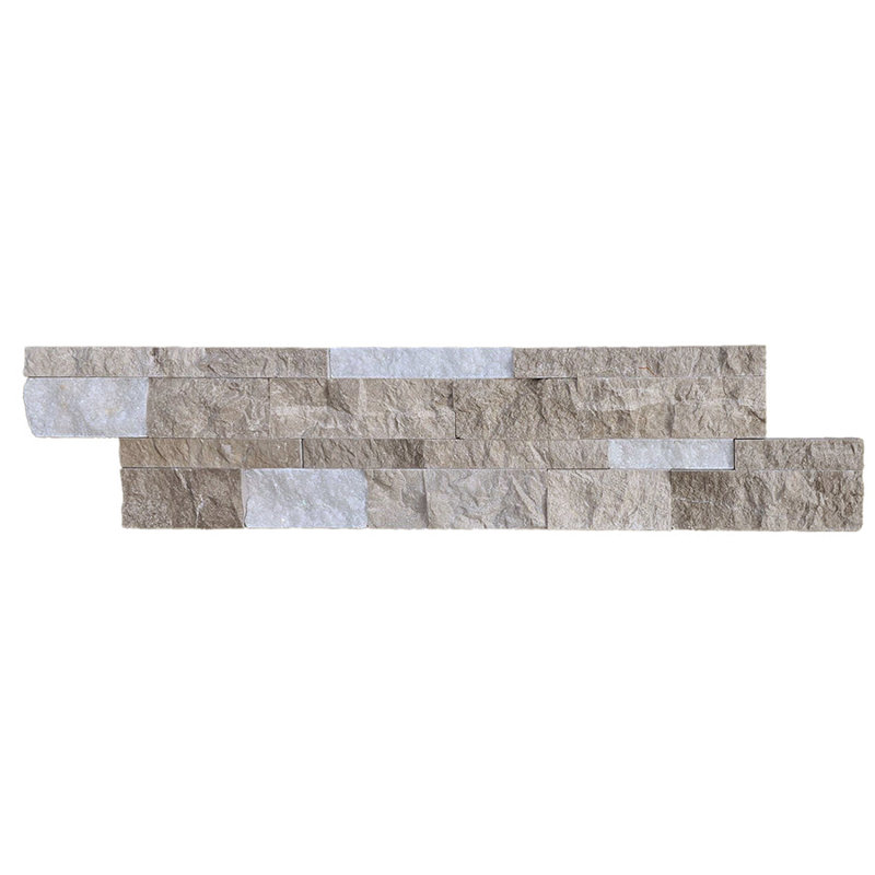 Panneau de registre en marbre à dimensions tridimensionnelles 6x24 de Splitface en turc de Carrare et gris atlantique