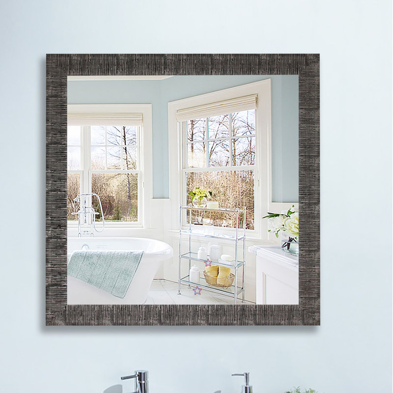 Swithun Wood Flat Wall Mirror, 15.5" H x 15.5" W, Silver