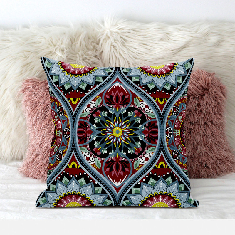 Housse et insert de coussin décoratif en polyester, 20 po x 20 po, Gris et rouge