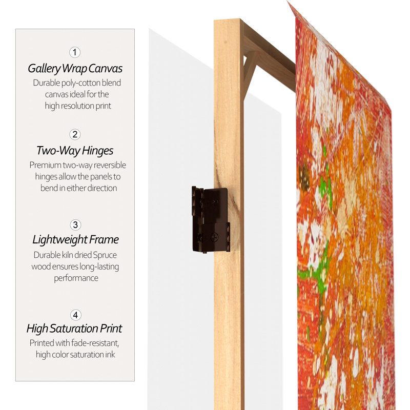 Undersea 3 Panel Room Divider, Orange