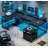 Keon Modular U-Shaped Computer Desk with Built-In Electrical Outlet-801647121
