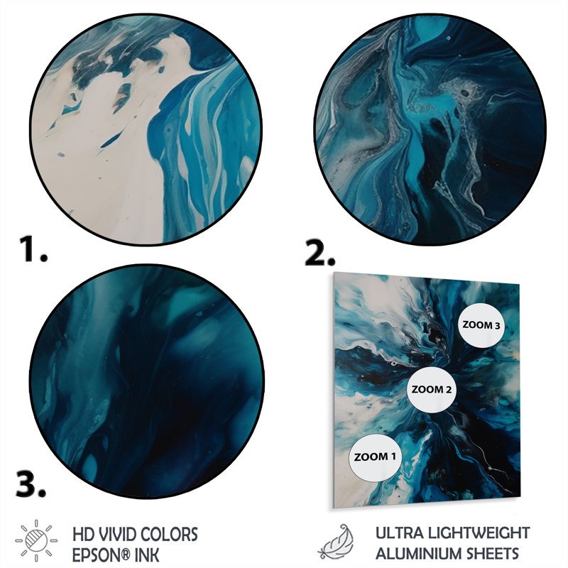 Décoration murale en métal bleu sarcelle et noir - Formes abstraites en métal, H 44 po x l 34 po