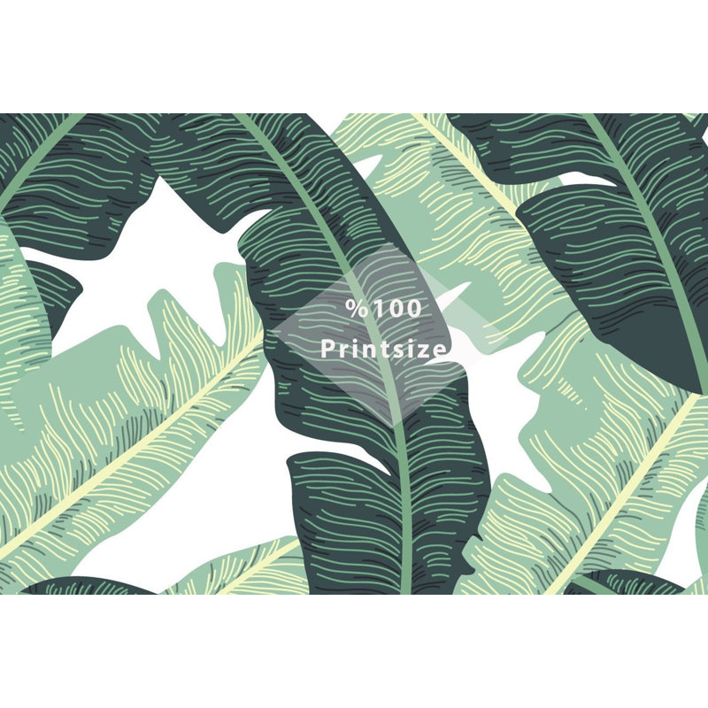 Papier peint amovible motif de feuilles de bananier tropical exotique, L 9 po x l 15 po