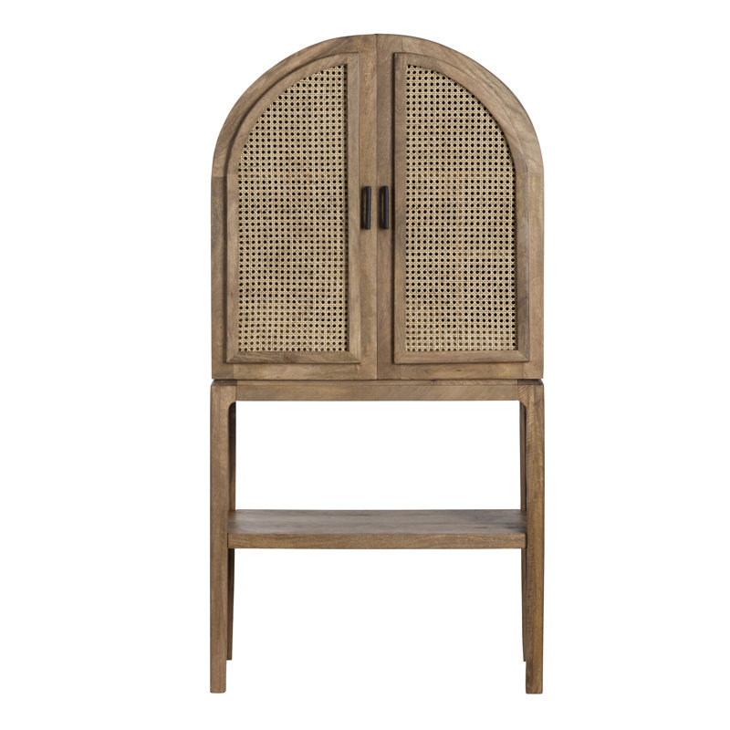 Biscayne Rustic Mango Wood and Cane Bar Cabinet