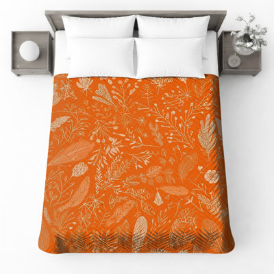 Couvre-lit matelassé orange Botanical Illustration