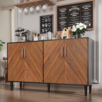 Walnut Buffet Cabinet With Storage Space