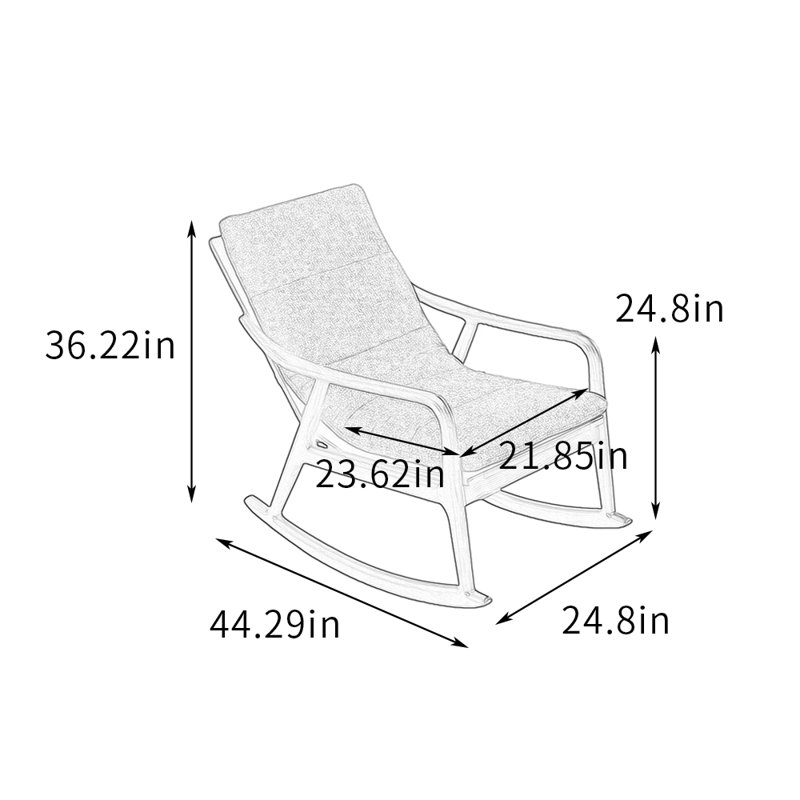 Solid Wood Rocking Chair with Removable Cushion