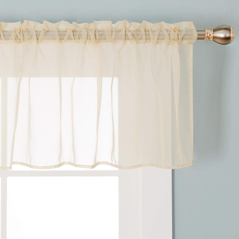 Rod Pocket Sheer Voile Curtain (Set Of 2), Beige, 38" W x 72" L