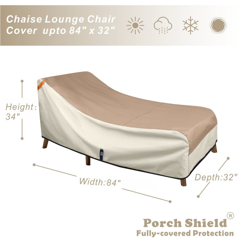 Housse imperméable pour chaise longue de patio avec garantie de 3 ans, H 34 po x l 84 po x P 32 po