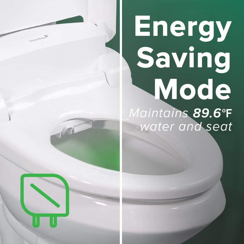 White Electric Bidet Toilet Seat with Heated Seating and Control Panel