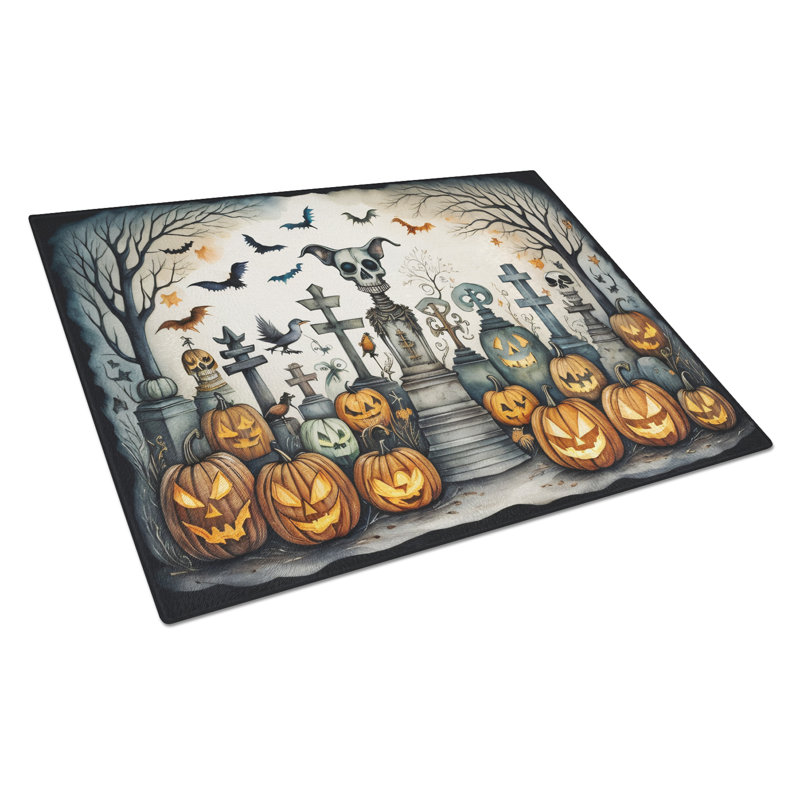 Pet Cemetery Spooky Halloween Glass Cutting Board Large
