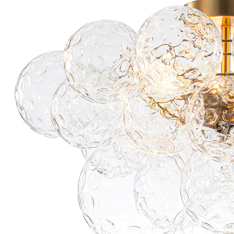 Ahona 3 - Light Hammered Cluster Glass Globe Semi Flush Mount
