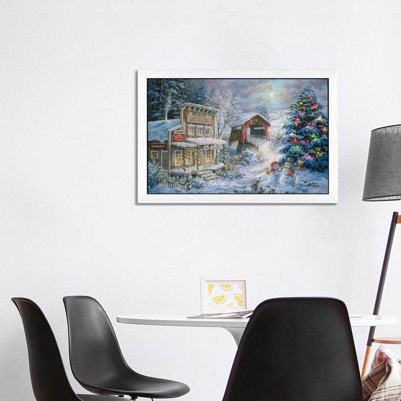 Country Shopping by Nicky Boehme - Floater Frame Painting on Canvas, 66.04 cm H x 45.72 cm W, White