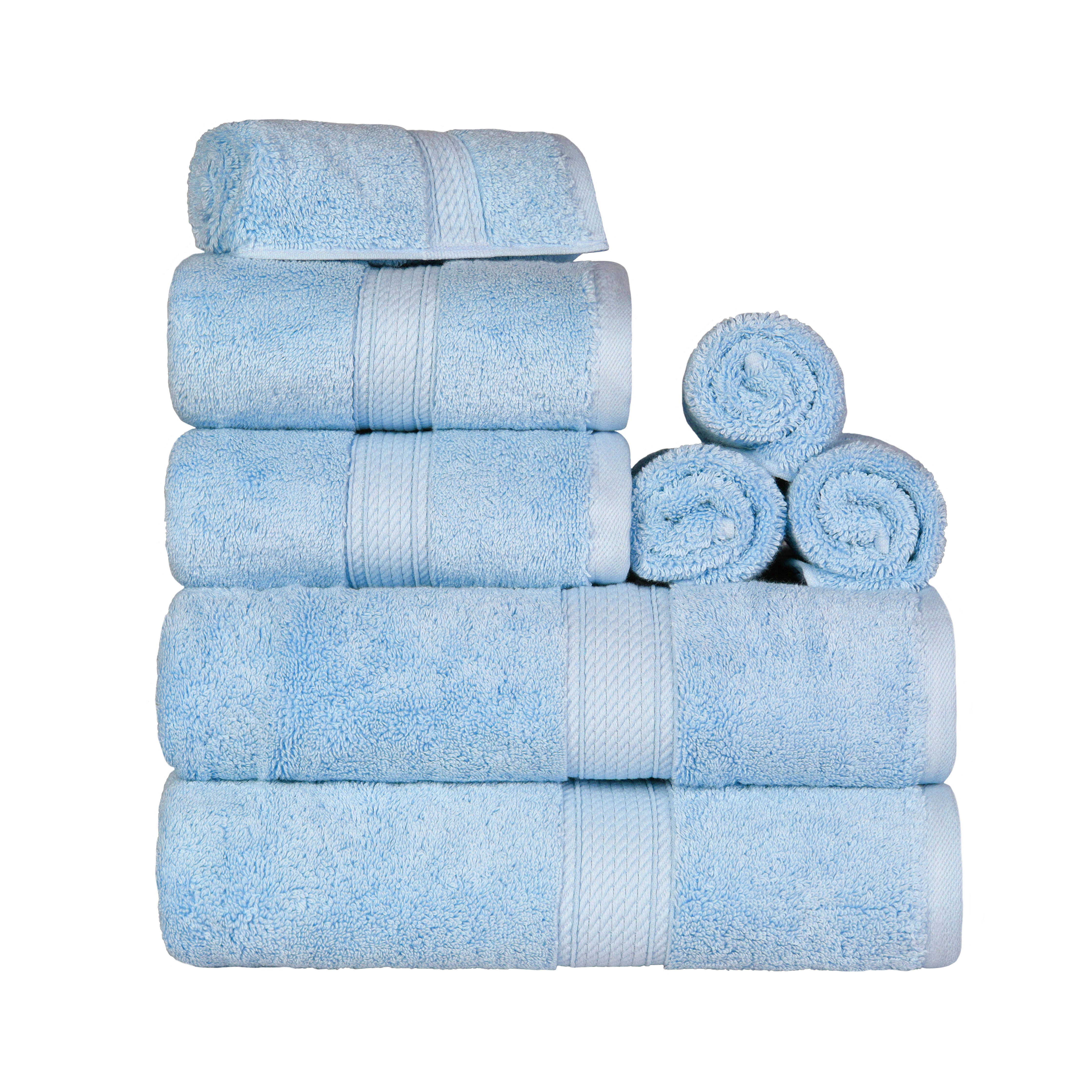 900 GSM Egyptian Cotton Towel Set of 8, Plush Absorbent Face, Hand