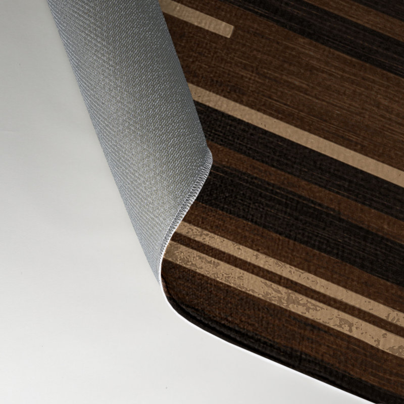 Tapis intérieur / extérieur brun HorizontalStripes, Rectangulaire 3 pi x 5 pi