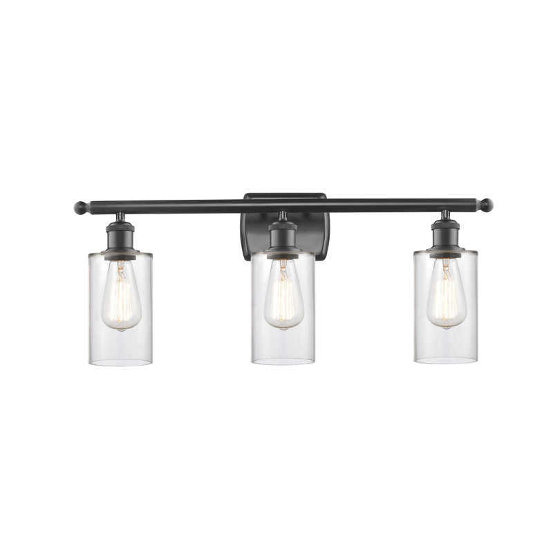 Mallette 3 - Light Dimmable Vanity Light, Clear, 6 Watt Vinage LED Bulb, Oil Rubbed Bronze
