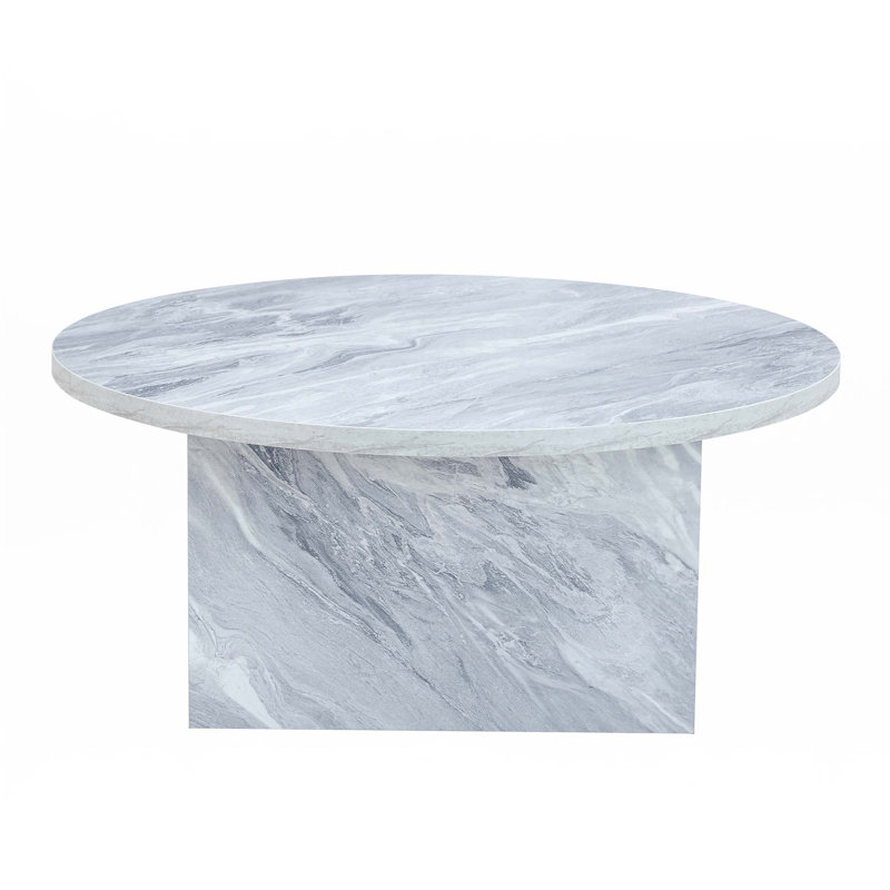 Versatile MDF Round Coffee Table, White, Marble
