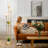 Gold Floor Lamps For Living Room, Modern Floor Lamp With Shelves, Crystal Standing Lamps With Table, Brass Tall Lamp With Crystal Shade, On/Off Switch