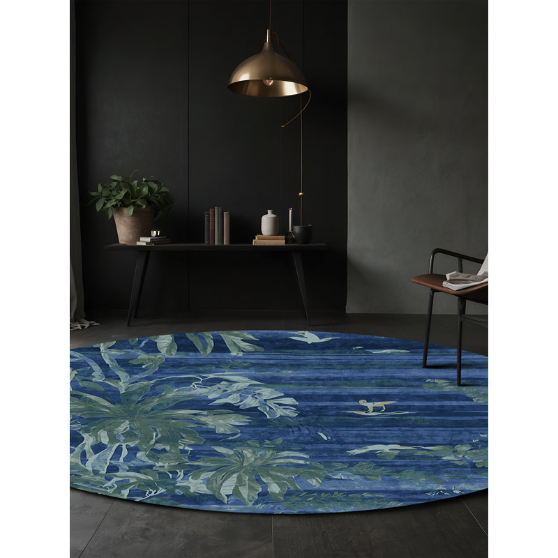 Tapis gris soyeux et moelleux, Rond 6 pi