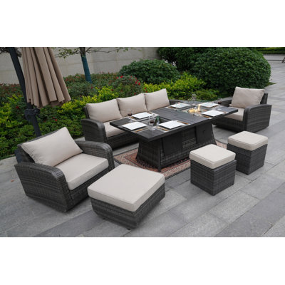 Aliaksey 8 - Person Patio Conversation Set with Cushions