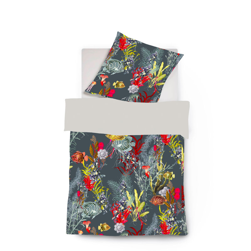 Bed Art S 205 TC Reversible Duvet Cover Set, 200 x 220cm Duvet Cover + 2 Standard Pillowcases, Coral
