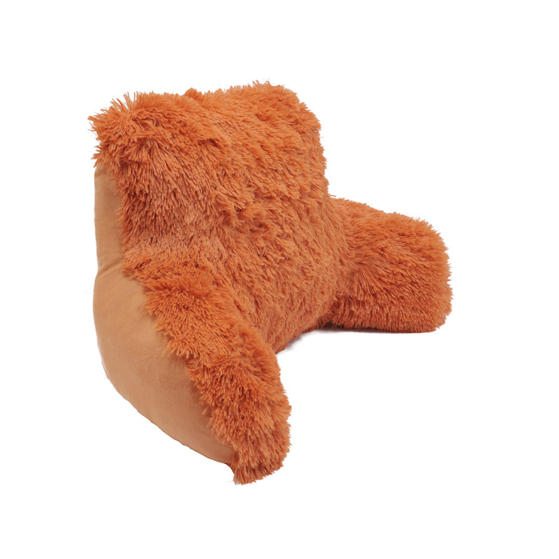 Shaggy Backrest Faux Fur Pillow Cover & Insert, Burnt Orange