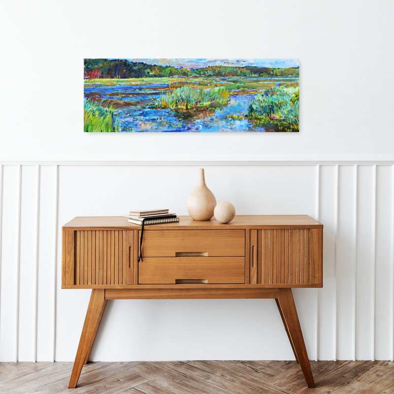 «Vibrant Marsh Landscape Colorful Peaceful Serene Landscape Nature», art mural, H 36 po x l 12 po