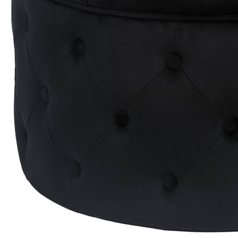 Repose-pieds rond avec rangement Ardean, Velours noir