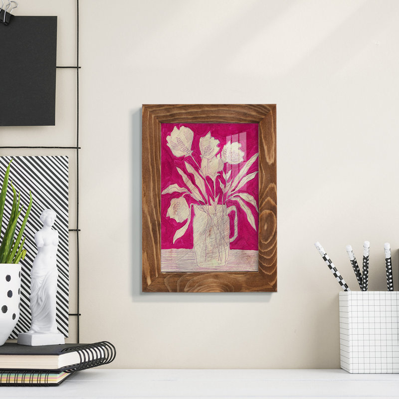 Fuchsia Arrangement II - impression d'un seul cadre photo, H 6 po x l 4 po x P 1 po, Cadre noyer