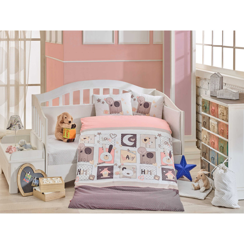 Ensemble de housse de couette 100% coton mauve / blanc / rose Usman