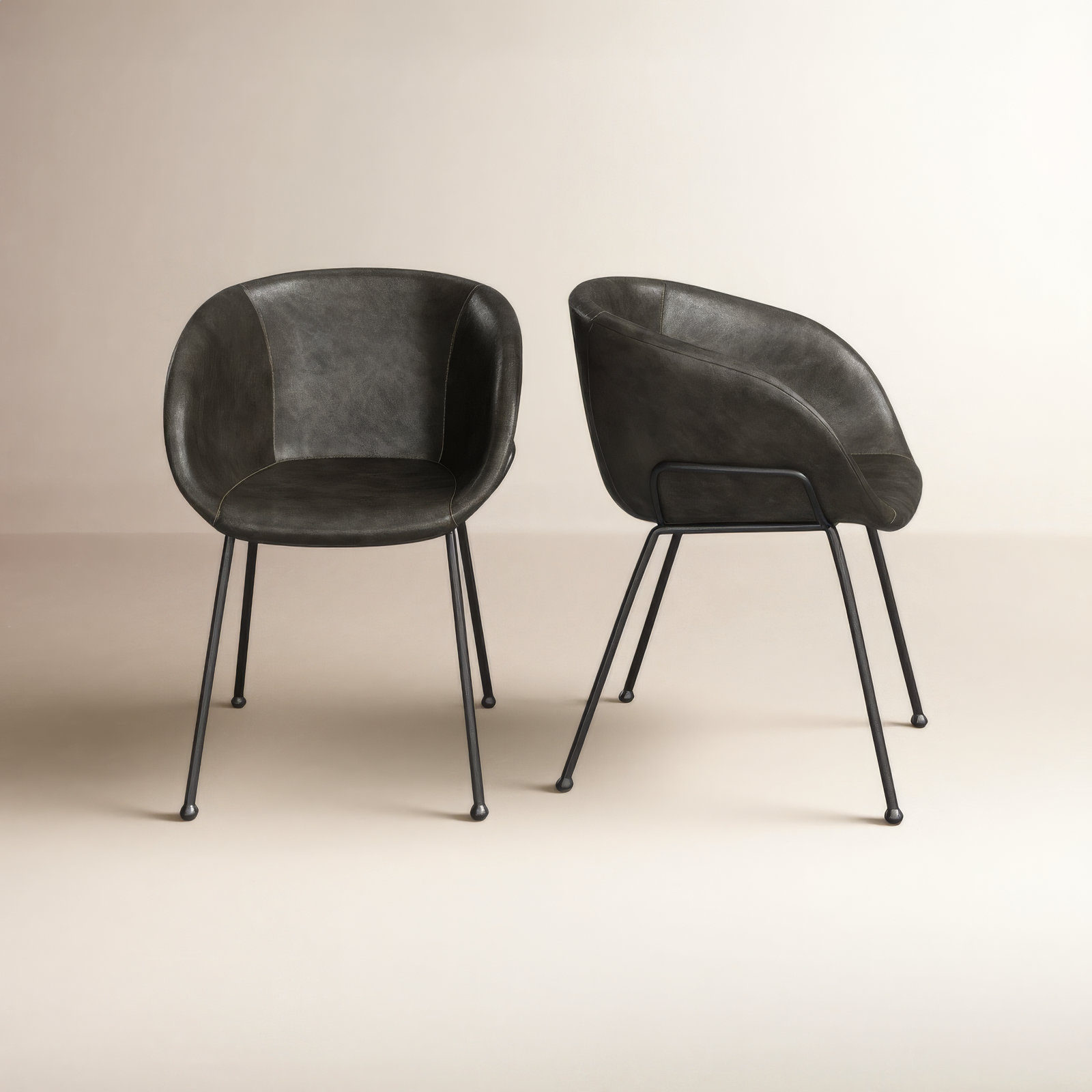 Ardea Dining Armchair, Dark Gray, Matte Black