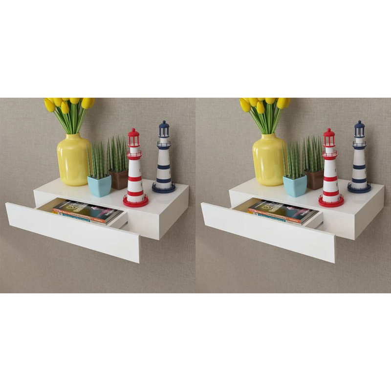 Tablette murale avec tablette flottante et tiroir pour livres DVD