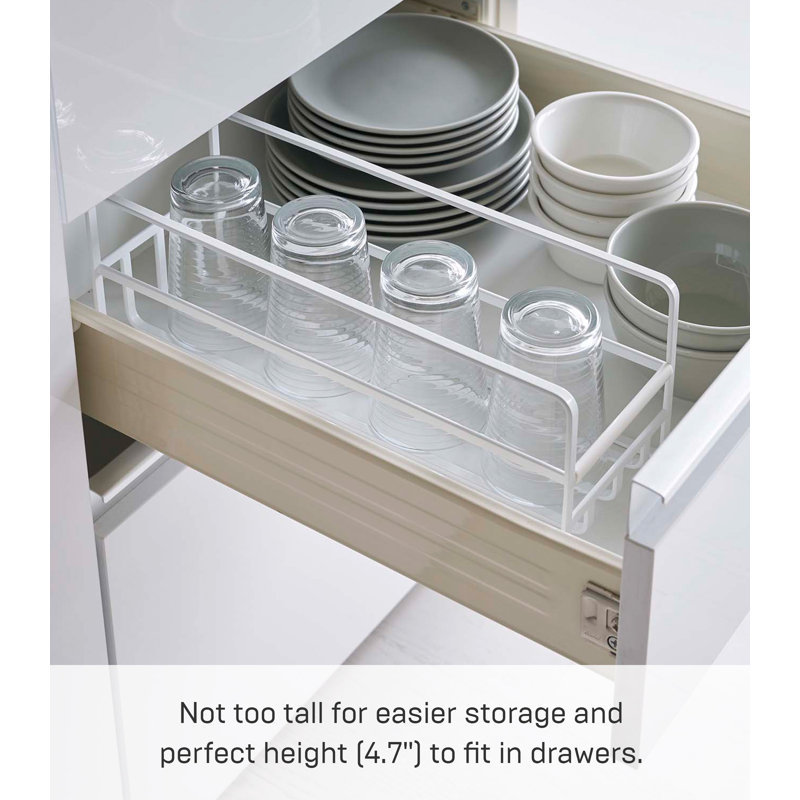 White Steel Slim Mug and Glass Organizer Shelf