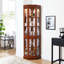Armoire d'angle à finition noyer avec 5 tablettes et 5 tablettes éclairées-455494761
