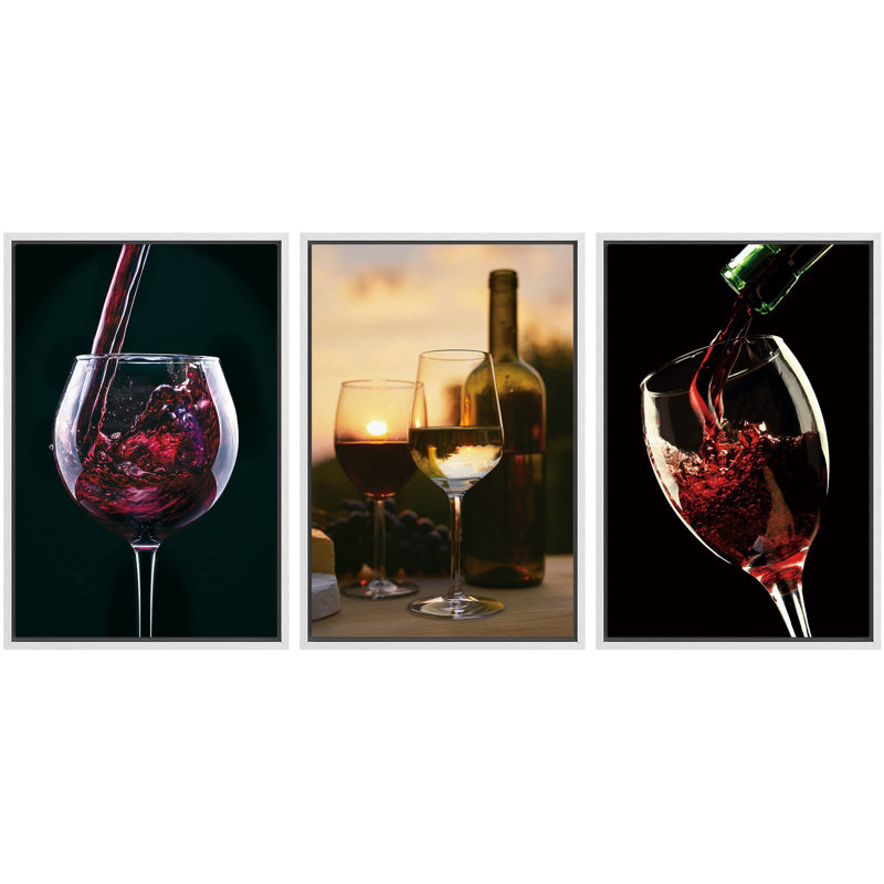 Verres à vin rouges au soleil, boissons, photographie, réalisme, paysage rustique, ultra, Cadre flottant blanc