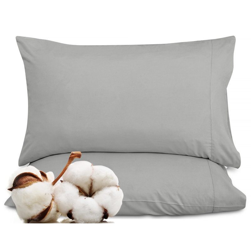 ROYALE LINENS 300 Thread Count 100% Long Staple Combed Cotton Pillowcases Set Of 2 -Ultra Soft -  Bed Pillow Cover - 20"x26" -Breathable, Cool & Crisp Percale Silver Pillow Cases