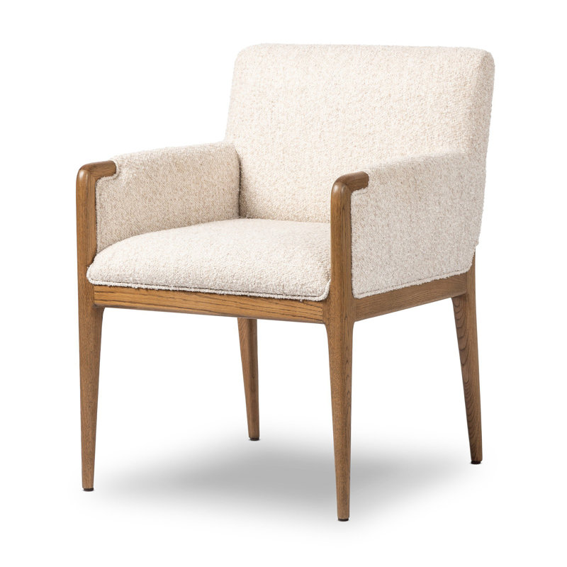 Ledger Upholstered Arm Chair, Cream Polyester Blend