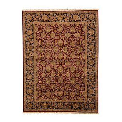 Tapis brun / rouge noué à la main