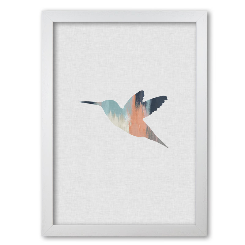 Pastel Hummingbird I - Print, White Grain Frame, 60 cm H x 42 cm W x 5 cm D