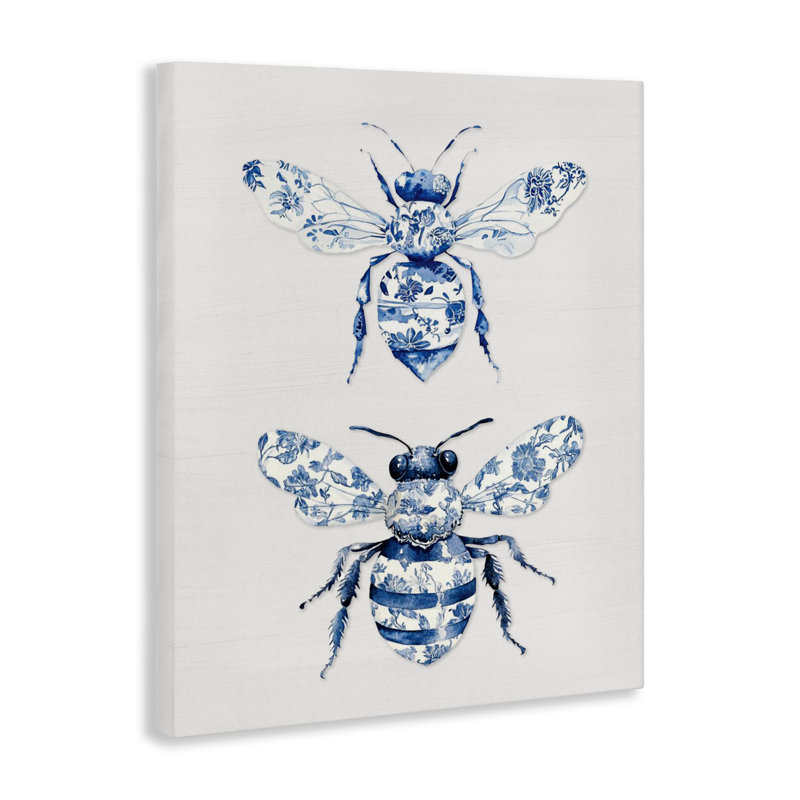 Toile à motif d'abeilles sur toile, design par lettré et doublé, H 20 po x l 16 po