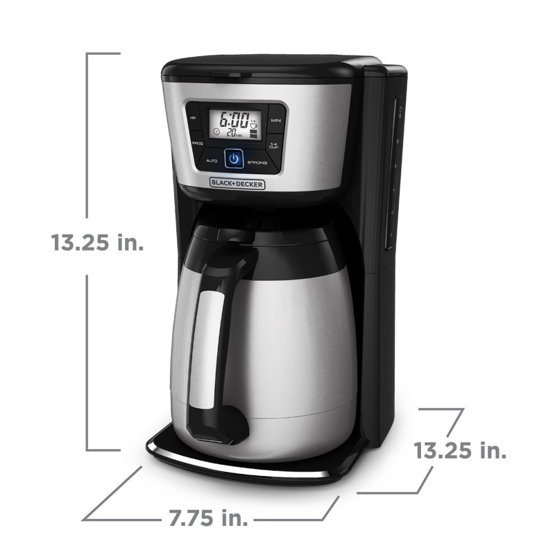 BLACK+DECKER CM2035B-1 BLACK+DECKER 12-Cup Thermal Coffee Maker, Keep Coffee Hot with Insulated Stainless Steel Carafe, Digital Controls, Easy to Clean.