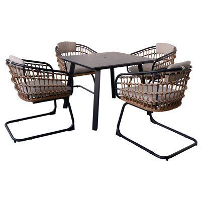 Durable Patio Tables, 35 Inch Wpc Iron Modern Dining For Backyard