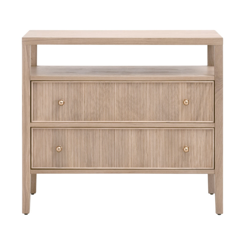 Taube Highland Open Shelf, 2-Drawer Nightstand, Beige