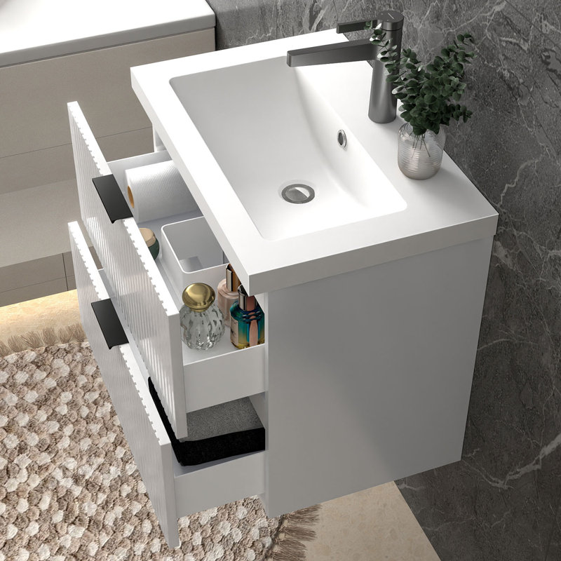 600mm Single Bathroom Vanity with Integrated Resin Basin