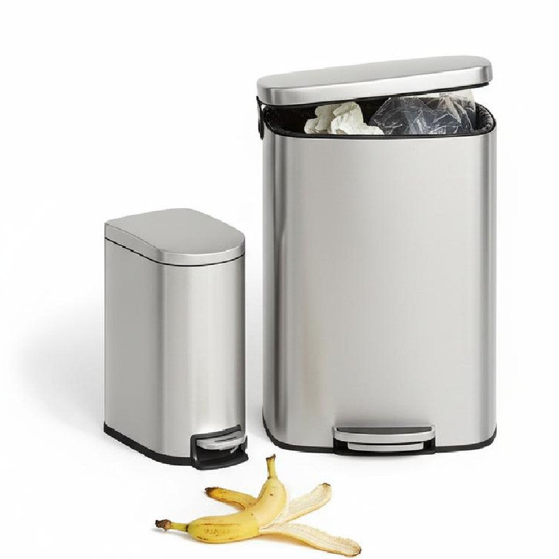 Stainless Steel Step On Kitchen Rubbish Bin, Silver