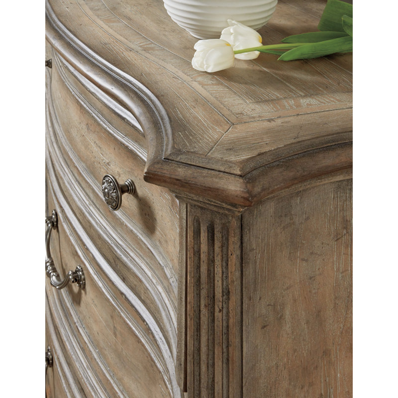 Traditional Brown 3-Drawer Nightstand with Felt Liner
