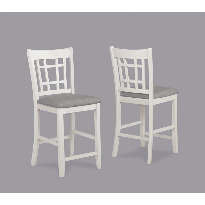 Deux chaises rembourrées, chaises à structure en bois pour la salle à manger, Gris, Crème, crème