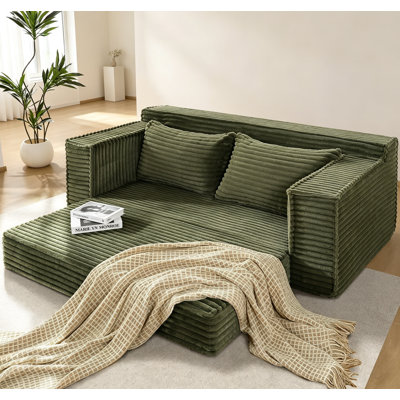 Canapé-lit convertible de 75 pouces, canapé pliant moderne avec 2 coussins et design sans armature pour le salon et la chambre à coucher
