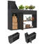 Boîte de livraison extérieure 3 en 1 noire avec bac de jardin surélevé, antivol, résistant aux intempéries et rangement pour outils de jardin.