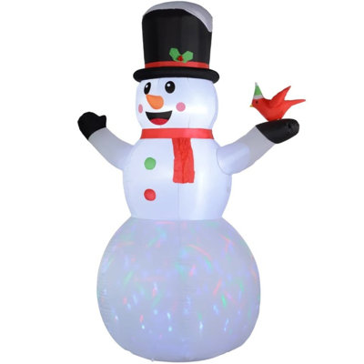 Christmas Blow Up Snowman,Giant Inflatable Snowman With Rotating Colorful LED Light For Indoor, Outdoor, Yard